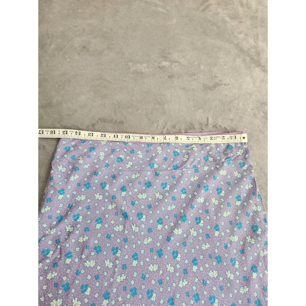 NEW Free People Skirt Womens 4 Purple Floral Knee Ruffle A-Line Ruffle